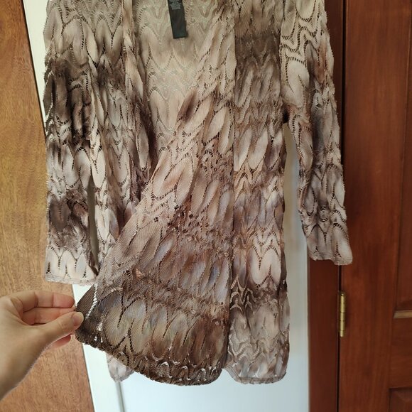 Chico's Travelers Collection sz 0- S/4 open front flame stitch jacket 3/4 sleeve - Picture 6 of 10